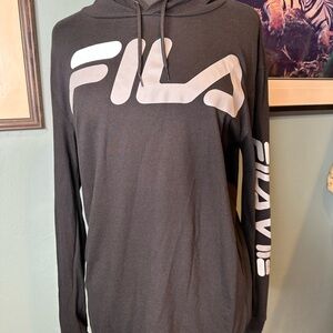 FILA Sport Jersey Hoody Light Weight Size XL Black/Gray/White